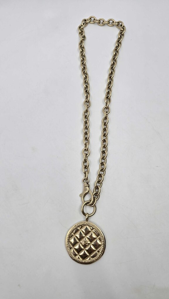 Chanel Quilted Medallion Pendant Necklace