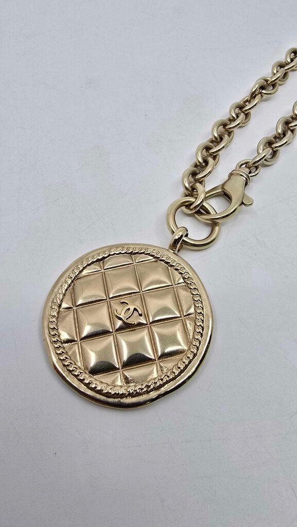 Chanel Quilted Medallion Pendant Necklace