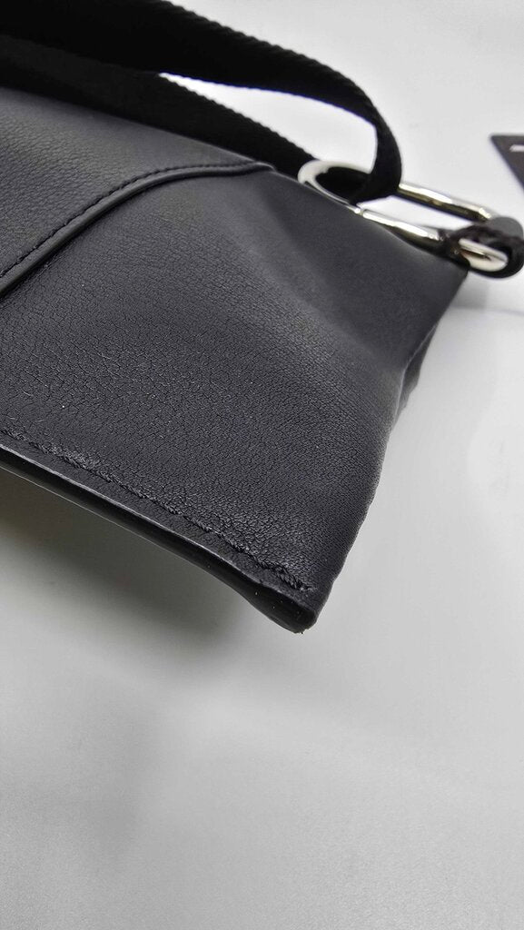 Valentino Black Calfskin Leather V logo Messenger Pouch