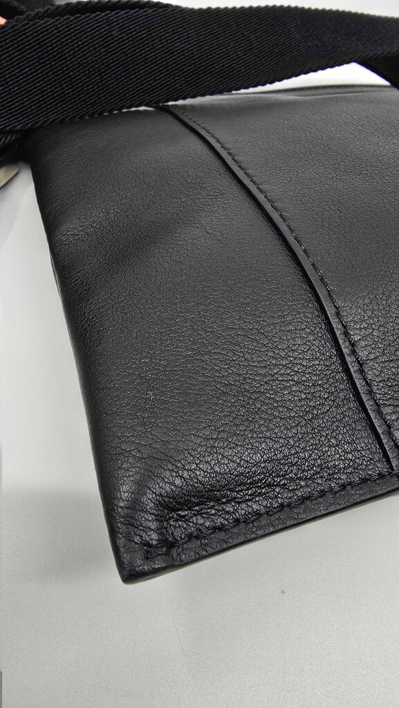 Valentino Black Calfskin Leather V logo Messenger Pouch