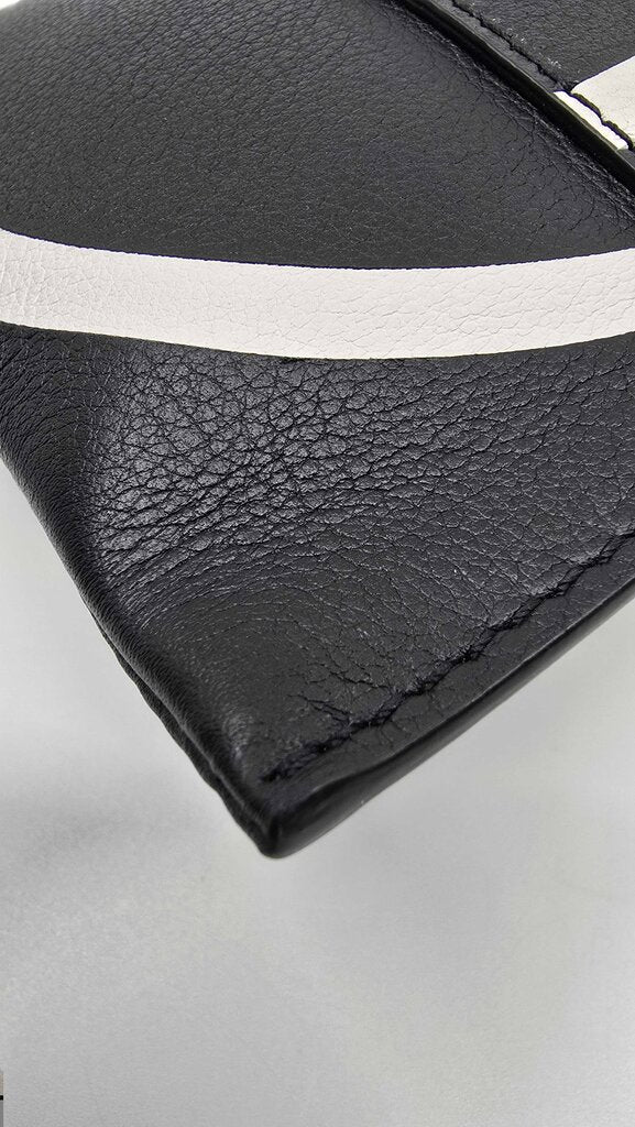 Valentino Black Calfskin Leather V logo Messenger Pouch