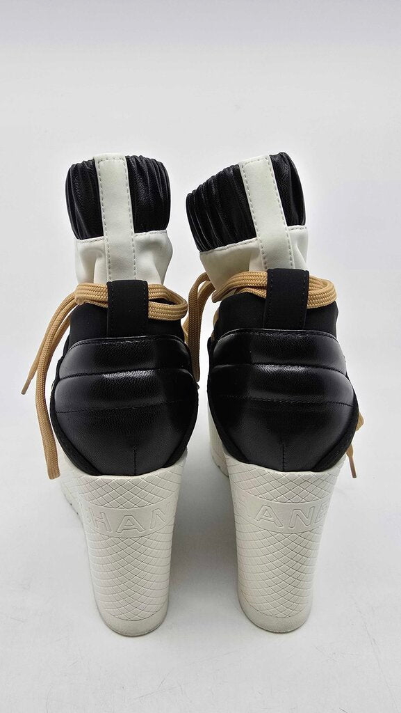 Chanel 2019 Fabric Lambskin Calfskin Runway Wedge Platform Boots