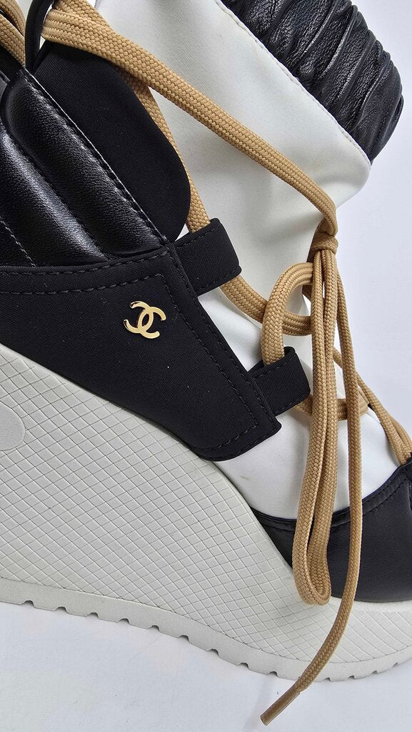 Chanel 2019 Fabric Lambskin Calfskin Runway Wedge Platform Boots