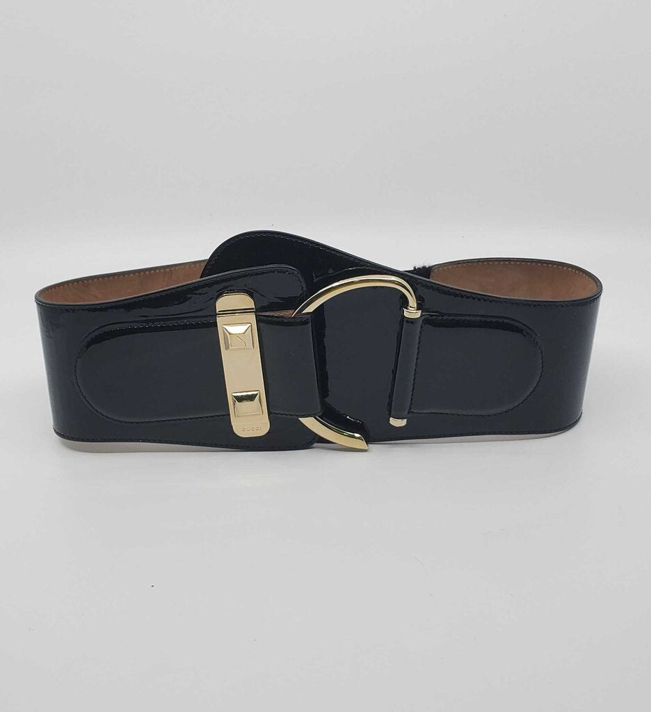 Gucci Vintage Oversized Wide Patent Leather Belt