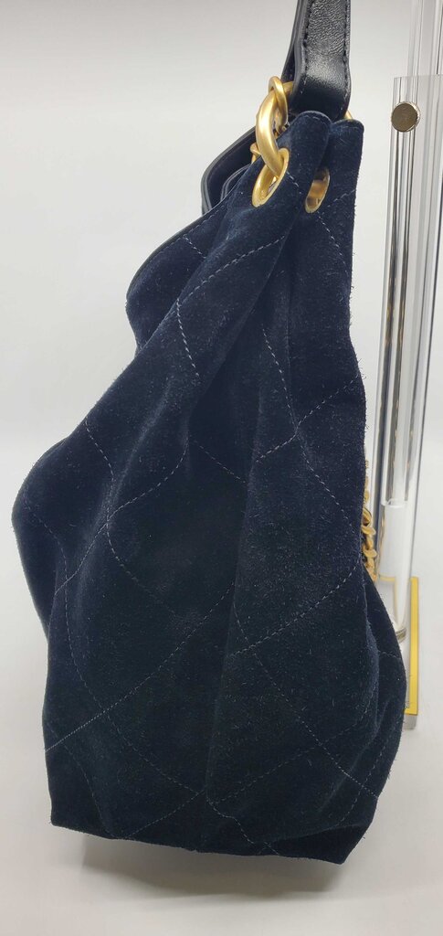Chanel 2026 Maxi Hobo Bag in black suede with antique gold hardware
