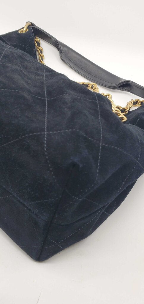 Chanel 2026 Maxi Hobo Bag in black suede with antique gold hardware