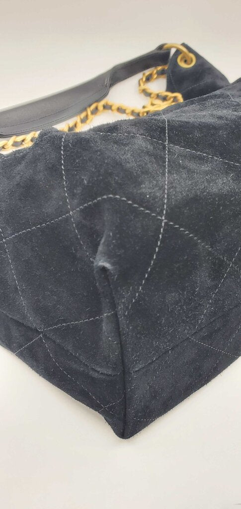 Chanel 2026 Maxi Hobo Bag in black suede with antique gold hardware