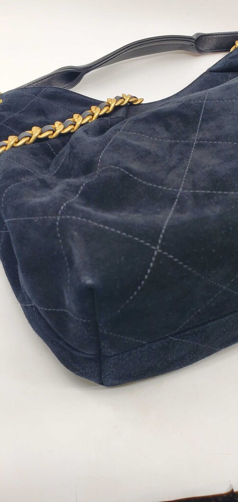 Chanel 2026 Maxi Hobo Bag in black suede with antique gold hardware
