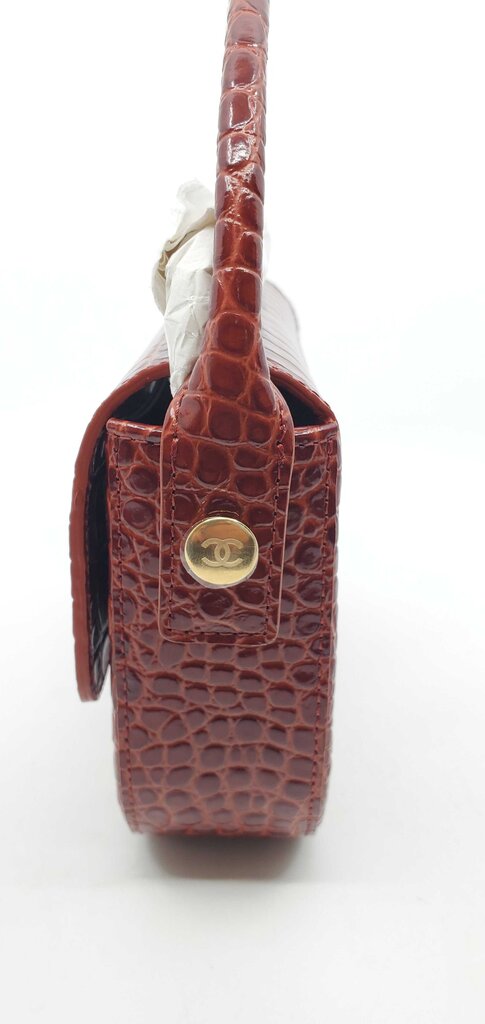 Chanel 2026 Calfskin Crocodile Embossed Turn Around Mini Flap