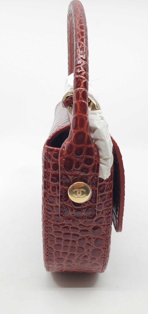 Chanel 2026 Calfskin Crocodile Embossed Turn Around Mini Flap