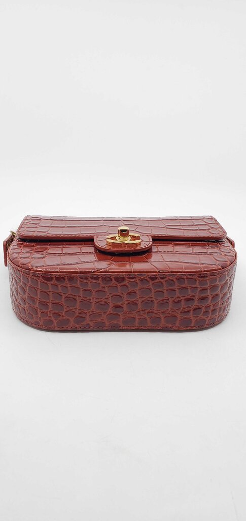 Chanel 2026 Calfskin Crocodile Embossed Turn Around Mini Flap