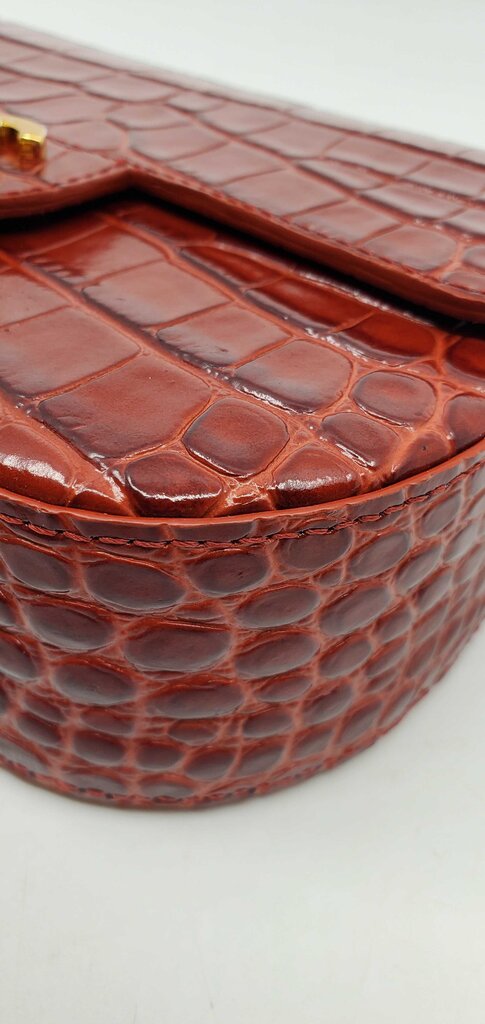Chanel 2026 Calfskin Crocodile Embossed Turn Around Mini Flap
