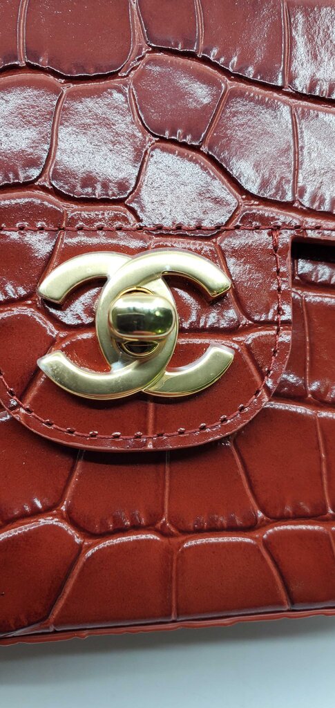 Chanel 2026 Calfskin Crocodile Embossed Turn Around Mini Flap