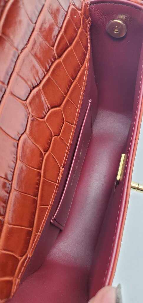 Chanel 2026 Calfskin Crocodile Embossed Turn Around Mini Flap