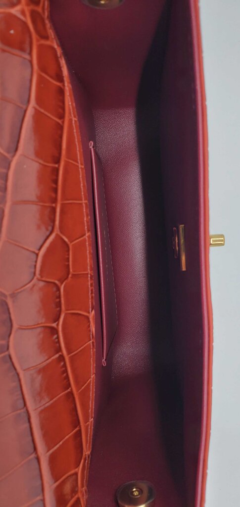 Chanel 2026 Calfskin Crocodile Embossed Turn Around Mini Flap