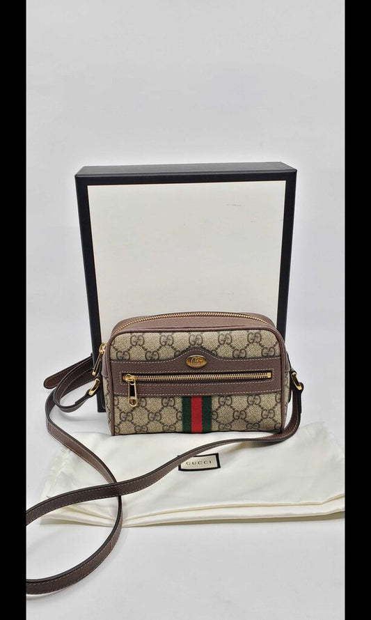 Gucci GG Supreme Monogram Web Mini Ophidia Shoulder Bag
