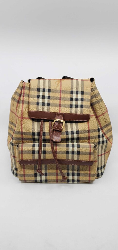 Burberry Check Drawstring Coated-Cotton Backpack