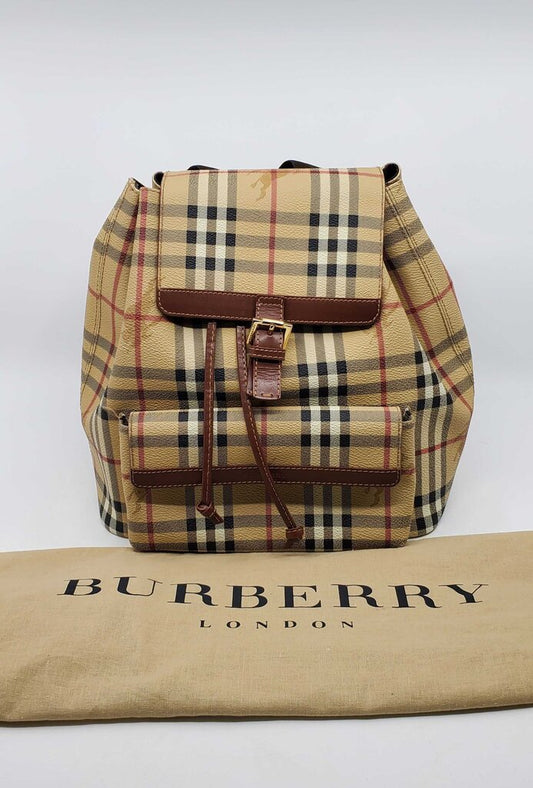 Burberry Check Drawstring Coated-Cotton Backpack