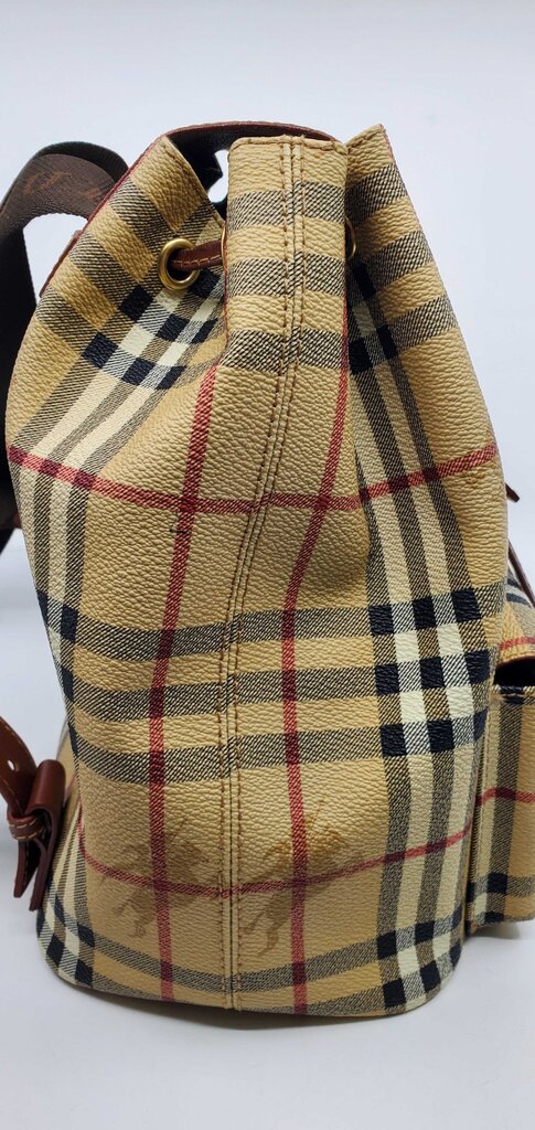 Burberry Check Drawstring Coated-Cotton Backpack
