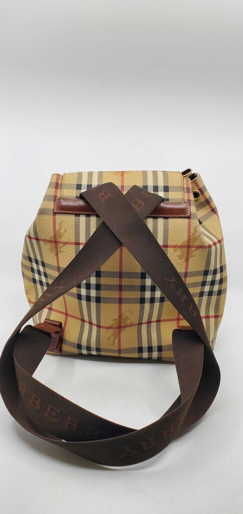 Burberry Check Drawstring Coated-Cotton Backpack