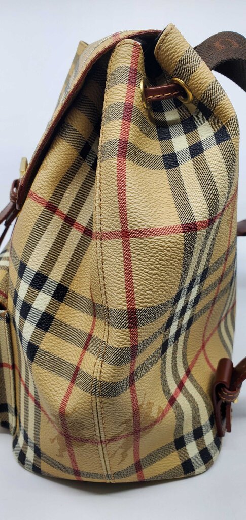 Burberry Check Drawstring Coated-Cotton Backpack