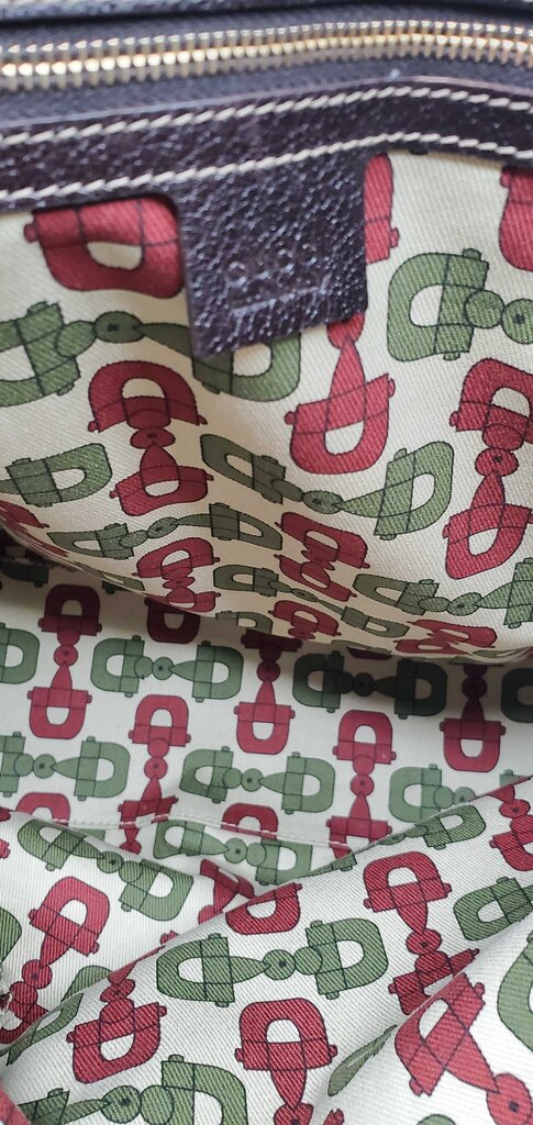 Gucci Beige/Brown GG Canvas tote bag featuring mushroom embroidery and a mushroom charm