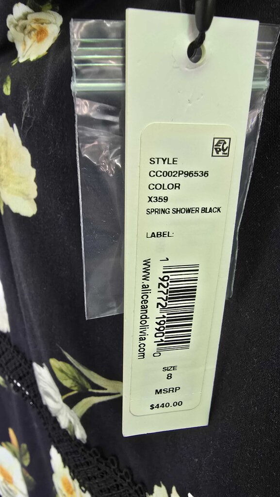Alice + Olivia "Wylie" black floral mini dress