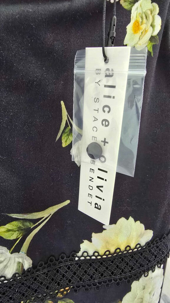 Alice + Olivia "Wylie" black floral mini dress