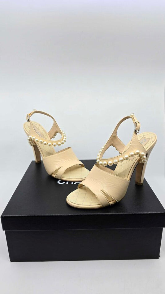 Chanel Pearl Accent Slingback Heels