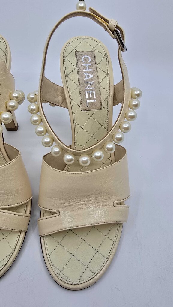 Chanel Pearl Accent Slingback Heels