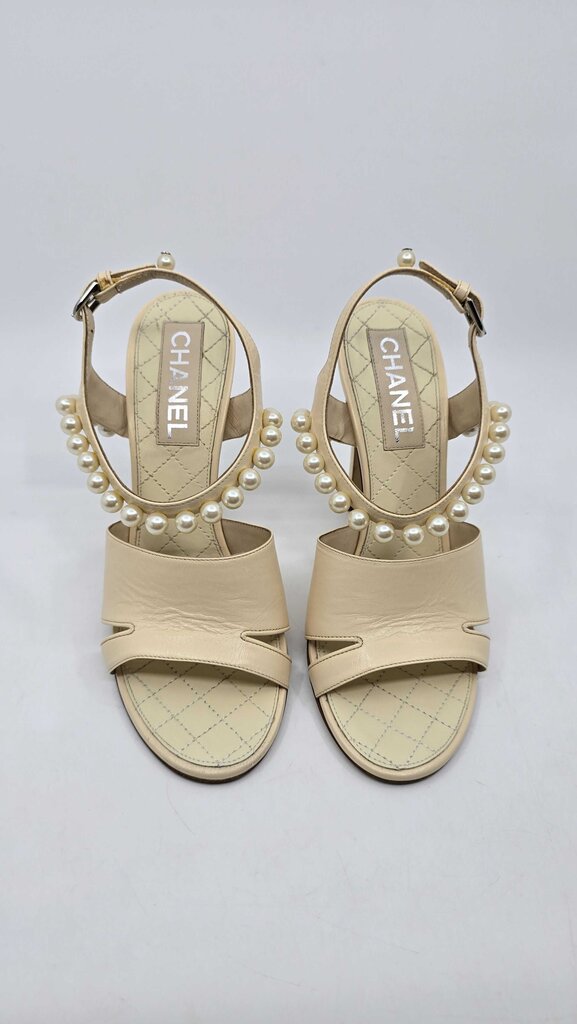 Chanel Pearl Accent Slingback Heels