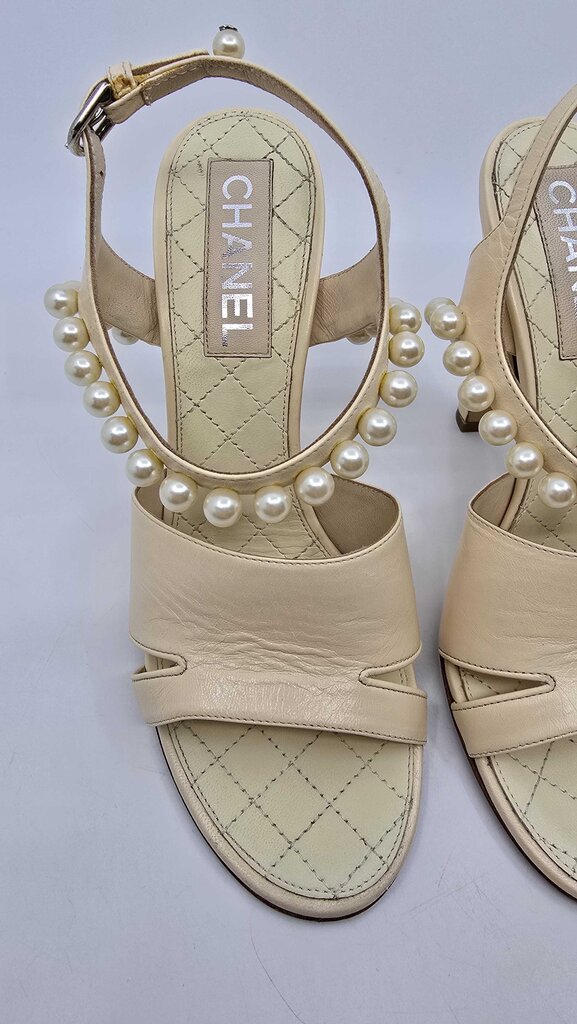 Chanel Pearl Accent Slingback Heels