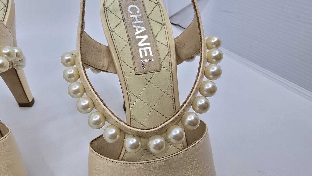 Chanel Pearl Accent Slingback Heels
