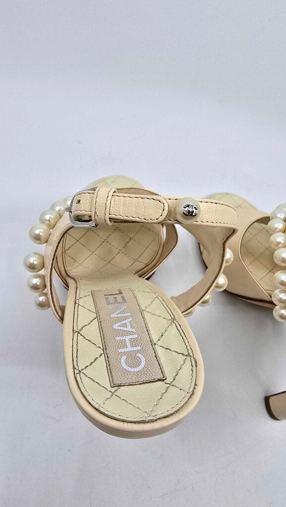 Chanel Pearl Accent Slingback Heels
