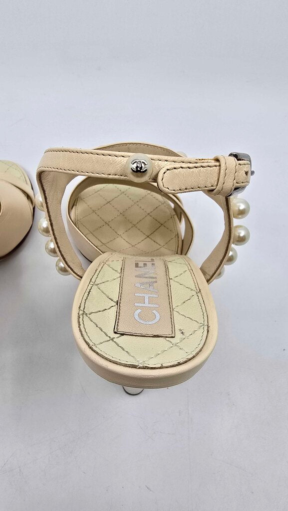 Chanel Pearl Accent Slingback Heels