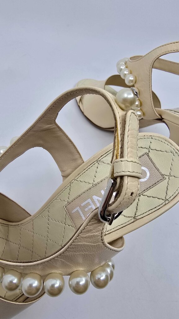 Chanel Pearl Accent Slingback Heels