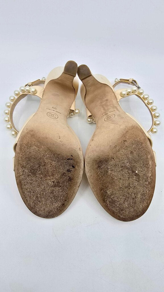 Chanel Pearl Accent Slingback Heels