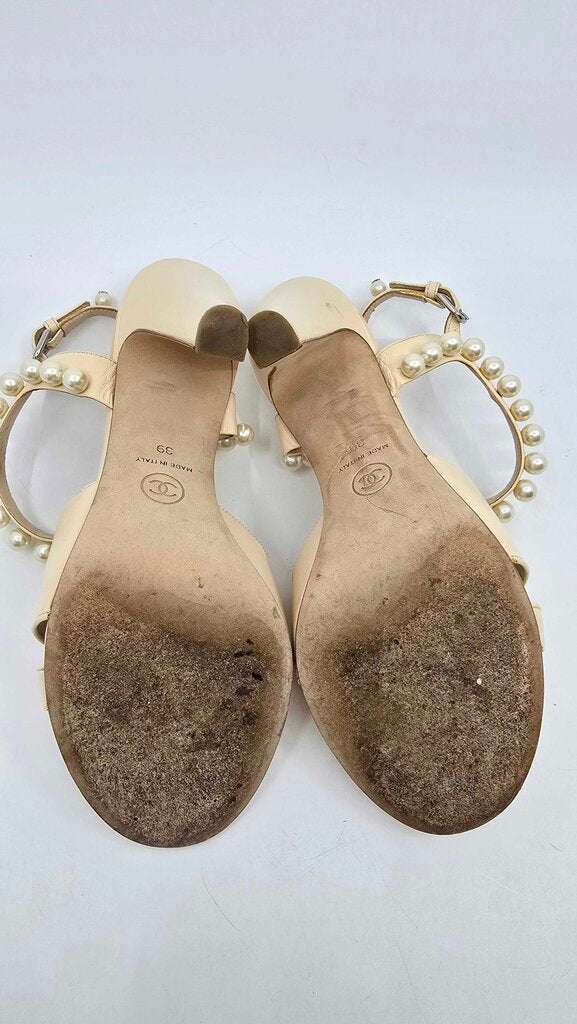 Chanel Pearl Accent Slingback Heels