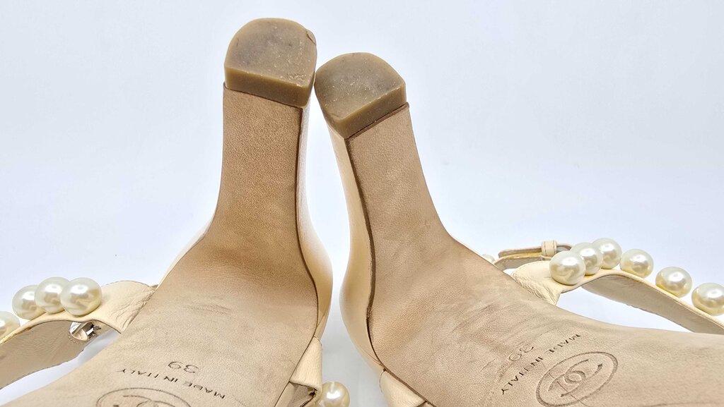 Chanel Pearl Accent Slingback Heels