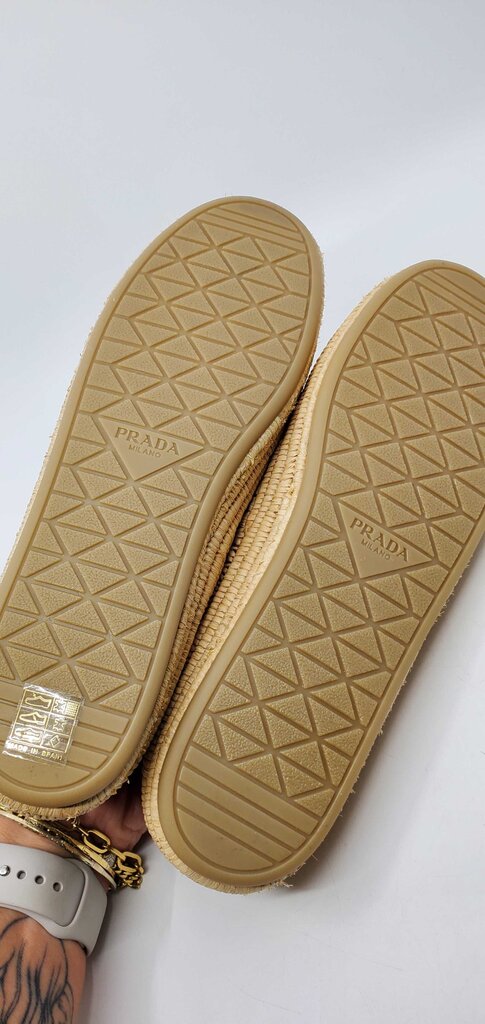 Prada Raffia Double strap Mary Jane Flats