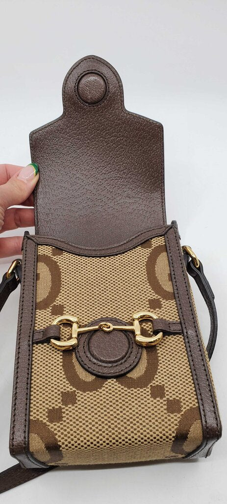 Gucci 1955 Horsebit Mini Phone Bag GG jumbo canvas