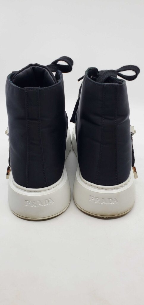 Prada Nylon gabardine studded high top sneakers