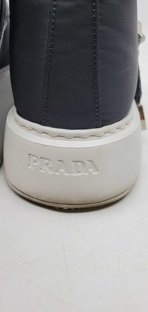 Prada Nylon gabardine studded high top sneakers