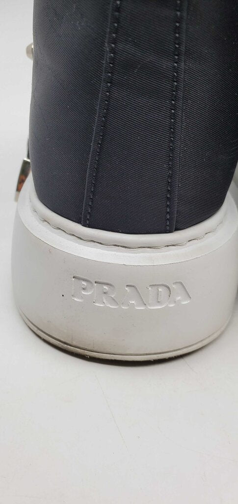 Prada Nylon gabardine studded high top sneakers