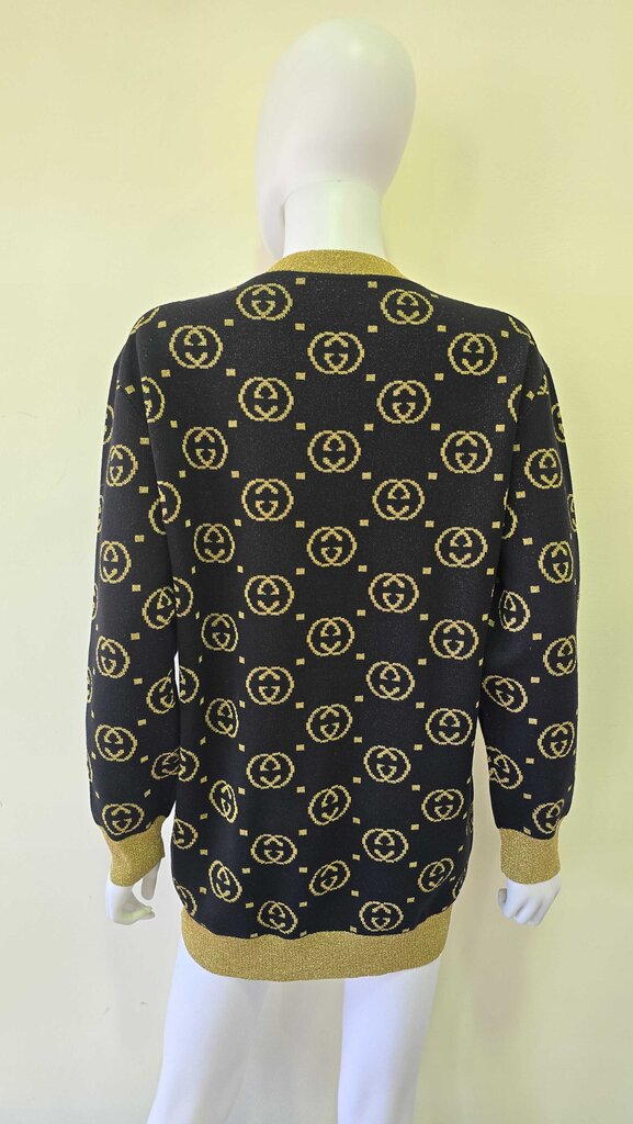 Gucci Lurex Knit Wool GG Button Front Cardigan