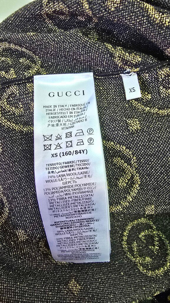 Gucci Lurex Knit Wool GG Button Front Cardigan