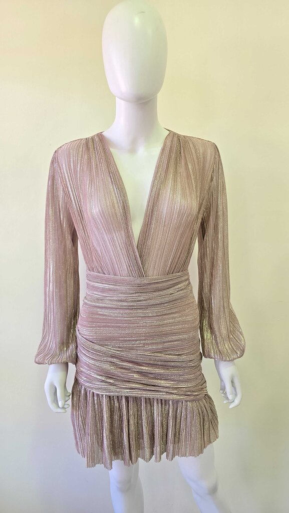 Maje Wrap-Effect Lame Mini Dress