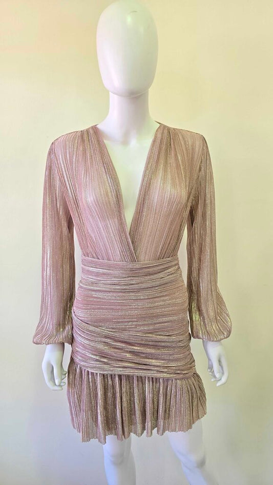 Maje Wrap-Effect Lame Mini Dress