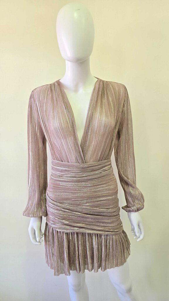 Maje Wrap-Effect Lame Mini Dress