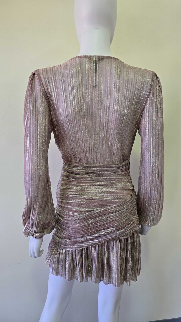 Maje Wrap-Effect Lame Mini Dress